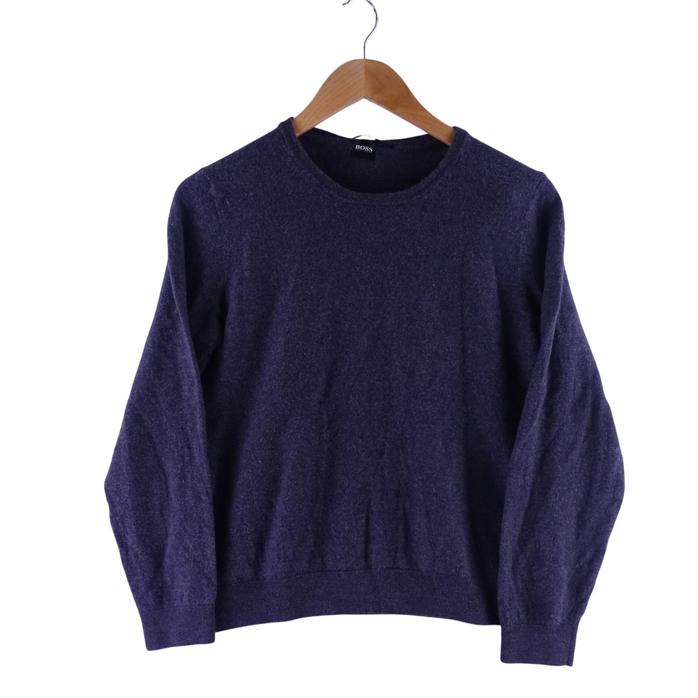 Hugo Boss Womens XL Gray Crew Neck Sweater Italian Yarn Knit